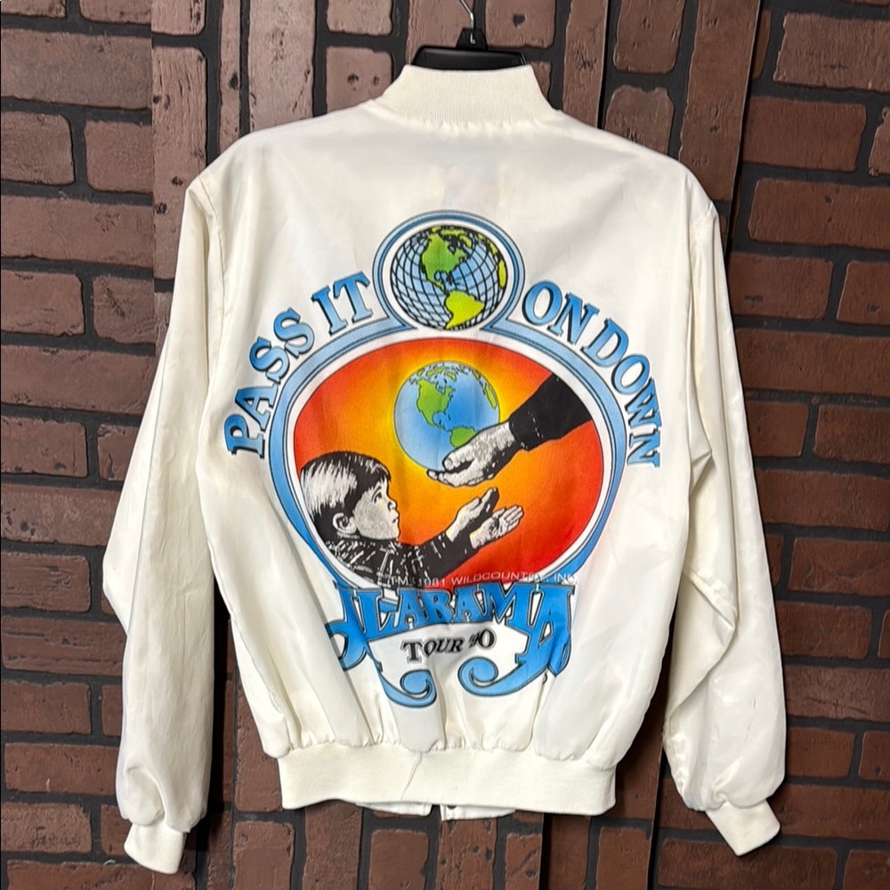 Alabama Cream Bomber Jacket with Red Logo